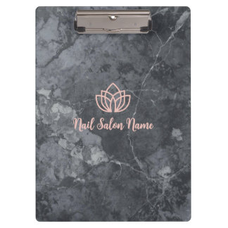 Custom Grey Marbel Nail Salon Clipboard with Logo  Klemmbrett