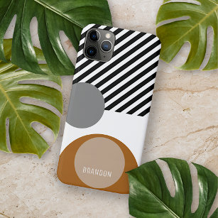 Custom Grey Schwarz-weiß Brown Circles Art Muster Case-Mate iPhone Hülle