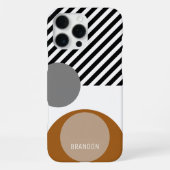 Custom Grey Schwarz-weiß Brown Circles Art Muster iPhone Hülle (Rückseite)