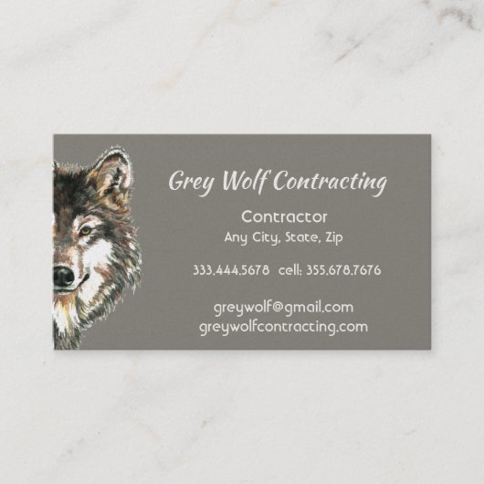 Custom Grey Wolf Contractor Visitenkarte (Vorderseite)