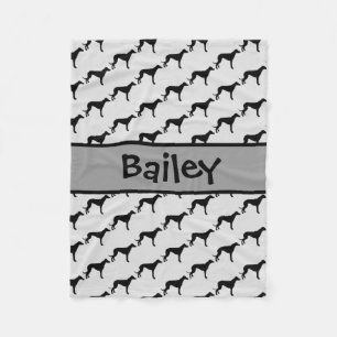 Custom Greyhound Hund Silhouette Fleecedecke