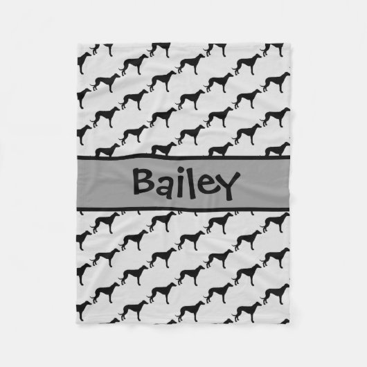 Custom Greyhound Hund Silhouette Fleecedecke (Vorderseite)