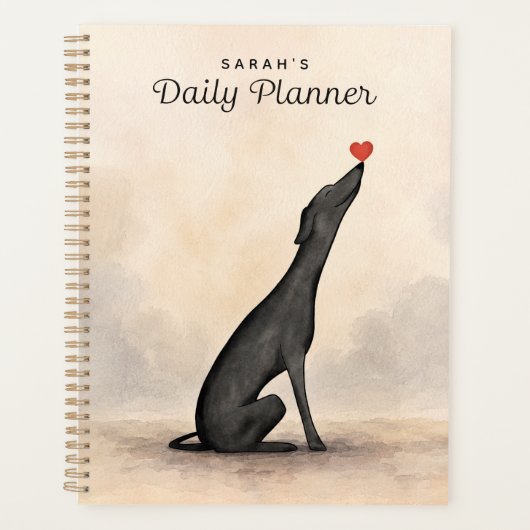 Custom Greyhound Planner, Greyhound gift Planer (Vorderseite)