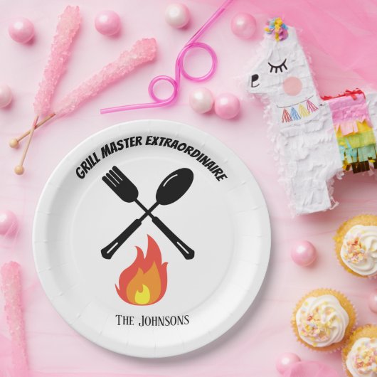 Custom Grill Master Extraordinaire lustige Geschen Pappteller (Party)
