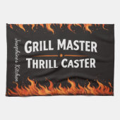 Custom Grill Master Thrill Caster BBQ Fire Dad Nam Geschirrtuch (Horizontal)