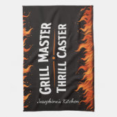 Custom Grill Master Thrill Caster BBQ Fire Dad Nam Geschirrtuch (Vertikal)