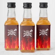 Custom GRILLEN Bottle Labels — Steak House Flames