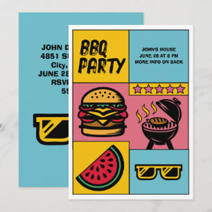 Custom GRILLEN Party Summer Grill Pop Art Einladung