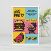 Custom GRILLEN Partys Summer Pop Personalisiert Einladung (Stehend Vorderseite)