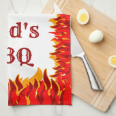 Custom GRILLEN Red Flames Küchentuch (Viertel Falte)