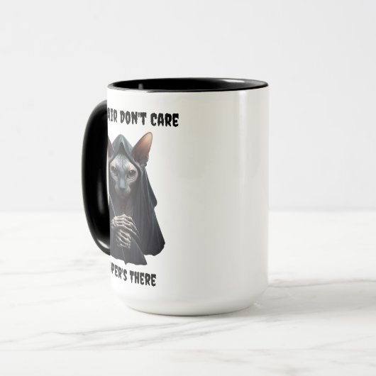 Custom Grim Reaper Sphynx Cat No Hair Don't Care Tasse (Vorderseite Links)