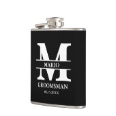 Custom Groomsman Best Man Wedding Monogram Black  Flachmann (Links)