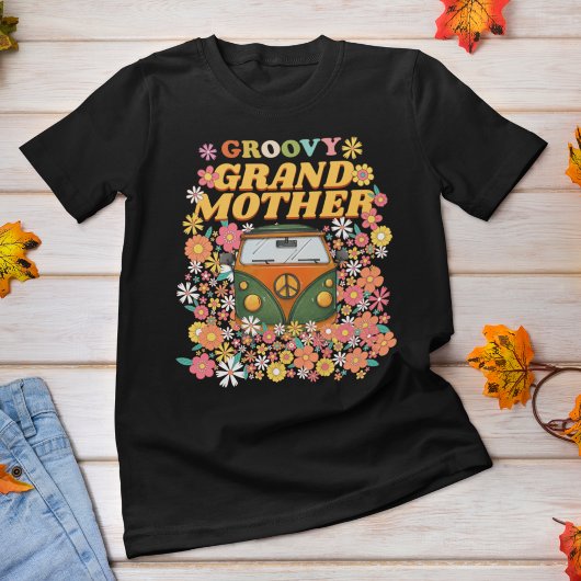 Custom Groovy Hippie Mama Grand Mother T-Shirt