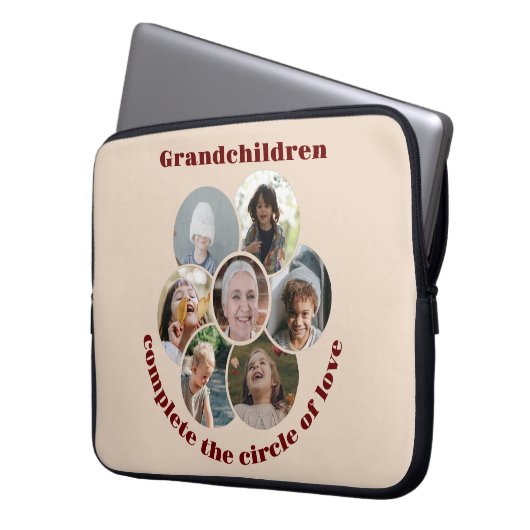 Custom Großmutter/Kinder 7 Circle Foto Collage Laptopschutzhülle (Vorderseite Links)