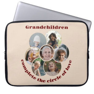 Custom Großmutter/Kinder 7 Circle Foto Collage Laptopschutzhülle