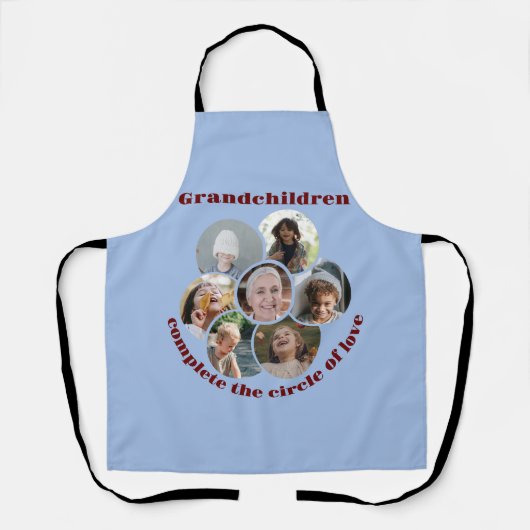 Custom Großmutter/Kinder 7 Circle Foto Collage Schürze (Vorderseite)