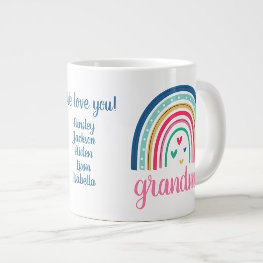 Custom Großmutter Rainbow Jumbo-Tasse (Vorderseite Rechts)