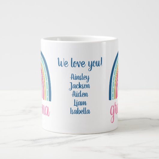 Custom Großmutter Rainbow Jumbo-Tasse (Vorderseite)