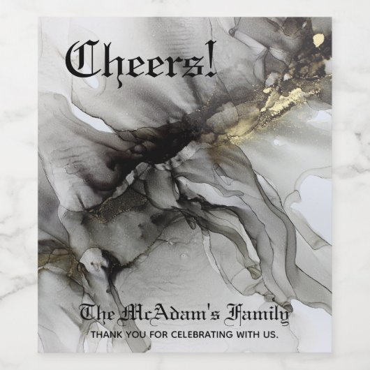 Custom Grunge Black Gold Weinetikett (Einzelnes Label)