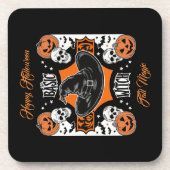 Custom Grunge Hexenhut Halloween Theme Party Getränkeuntersetzer (Vorderseite)