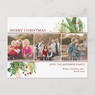 Custom Gruß 3 Foto Frohe Weihnachtsfeiertag Feiertagspostkarte