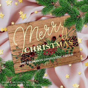 Custom Gruß Botanical Holly Berry Wreath Gold Folien Feiertagskarte