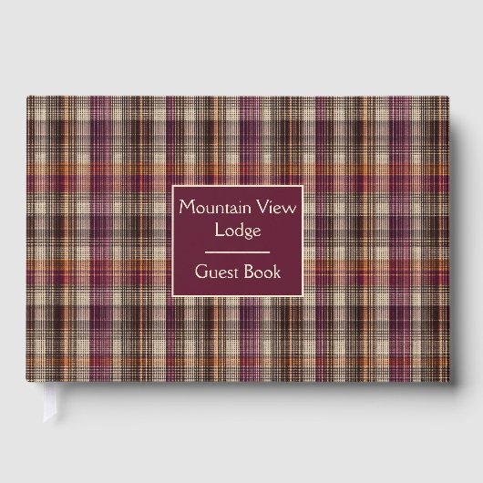 Custom Guest Book Gingham Style Vacation Rentals Gästebuch (Vorderseite)