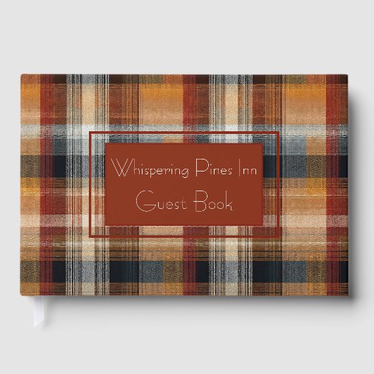 Custom Guest Book Gingham Style Vacation Rentals Gästebuch (Vorderseite)