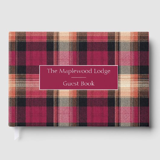 Custom Guest Book Gingham Style Vacation Rentals Gästebuch (Vorderseite)