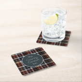 Custom Guest Coaster Gingham Vacation Rentals Rechteckiger Pappuntersetzer (Vor Ort)