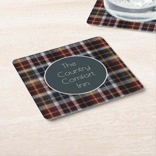 Custom Guest Coaster Gingham Vacation Rentals Rechteckiger Pappuntersetzer (angewinkelt)