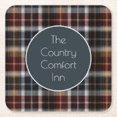 Custom Guest Coaster Gingham Vacation Rentals Rechteckiger Pappuntersetzer (Vorderseite)