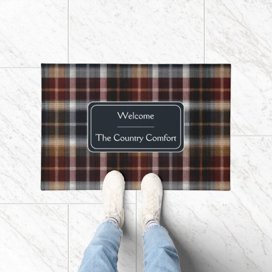 Custom Guest Door Mat Gingham Vacation Rentals Fußmatte (Indoor)