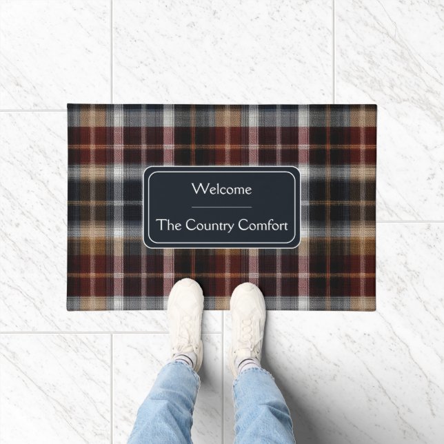 Custom Guest Door Mat Gingham Vacation Rentals Fußmatte (Indoor)