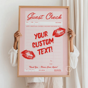Custom Guest Karo Personalisiert Quote Red Poster