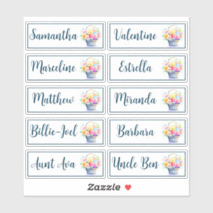 Custom Guest List 10 Names Calligraphy Bouquet Aufkleber