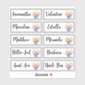 Custom Guest List 10 Names Calligraphy Bouquet Aufkleber (Blatt)