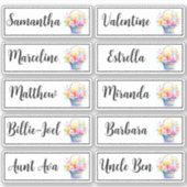 Custom Guest List 10 Names Calligraphy Bouquet Aufkleber (Vorderseite)