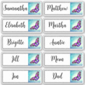 Custom Guest List 10 Names Calligraphy Butterfly Aufkleber (Vorderseite)