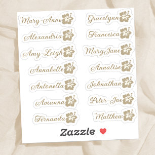 Custom Guest List 14 Names Calligraphy Hawaii Gold Aufkleber