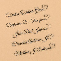 Custom Guest List 5 Long Names Calligraphy Herz