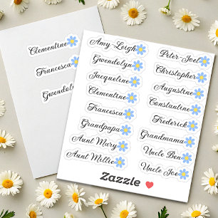 Custom Guest List Names Calligraphy Daisy Blume Aufkleber