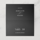 Custom Guest Name Black Wedding Platzkarte (Außenseite Aufgefaltet)
