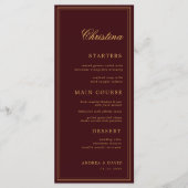 Custom Guest Name Burgundy Gold Place Card Menu Menükarte (Vorderseite)