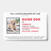 Custom Guide Dog Service Dog Photo ID Badge Ausweis (Vorderseite)