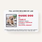 Custom Guide Dog Service Dog Photo ID Badge Ausweis (Vorderseite)