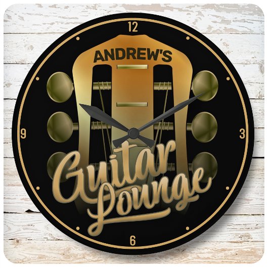 Custom Guitarist NAME Rock Music Guitar Lounge Bar Große Wanduhr