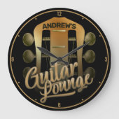 Custom Guitarist NAME Rock Music Guitar Lounge Bar Große Wanduhr (Vorderseite)