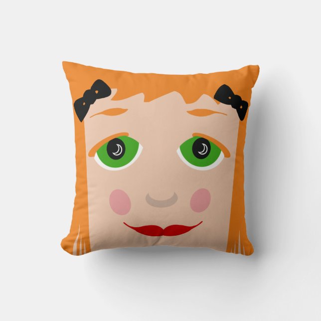 Custom Haair Color Big Eyes Cartoon Girl Kissen (Vorderseite)