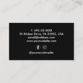 Custom Hair Stylist Scheren Script Barber Black Visitenkarte (Rückseite)